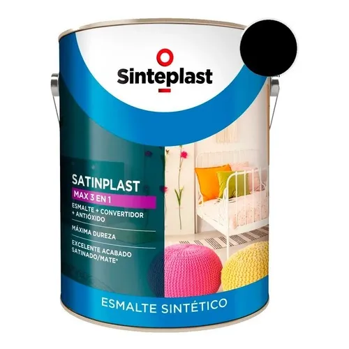 Satinplast Max Negro  Satinado 4lts Universo Sinteplast 