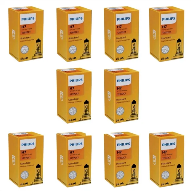 Kit 10 Lâmpadas De Farol H7 55watts 12volts Original Philip