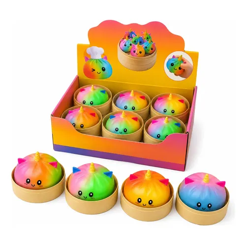 Dumpling Squishy Gigante De 10 Cm – Juguete Anti Estrés De TPR Con Forma De Empanadilla, Suave Y Con Purpurina, Incluye Vaporera Decorativa Para Relajarse