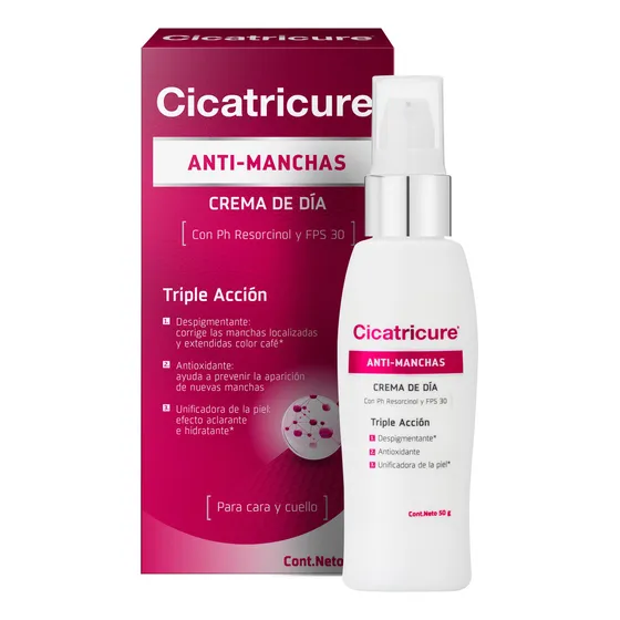 Cicatricure Antimanchas Crema Con Resorcinol X 50g Momento de aplicación Día Tipo de piel Todo tipo