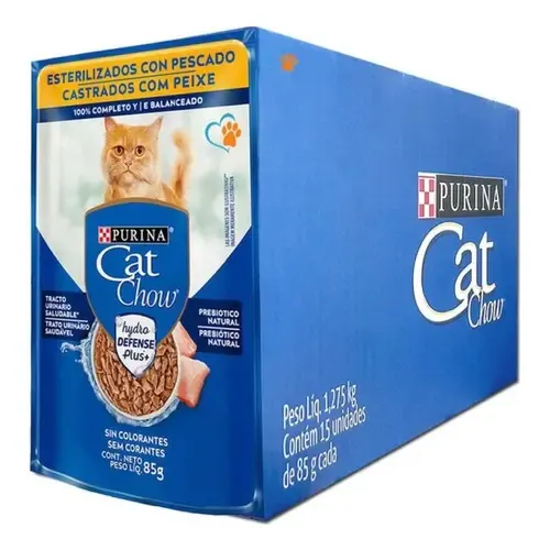 Sache Cat Chow Gatos Castrados Peixe Ao Molho 85g Com 15un