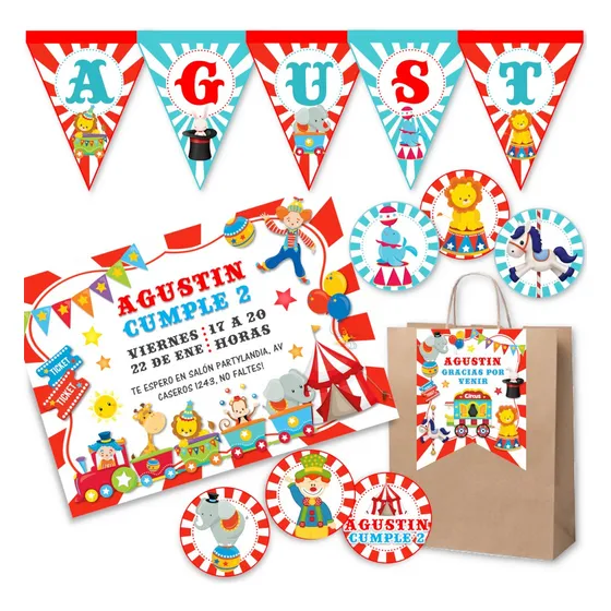 Kit Imprimible Circo Nene Invitaciones Candy Bar Editable