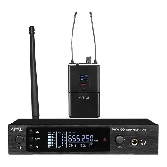 Retorno De Palco Sem Fio Fone In Ear Amw Pwm100 Digital Uhf