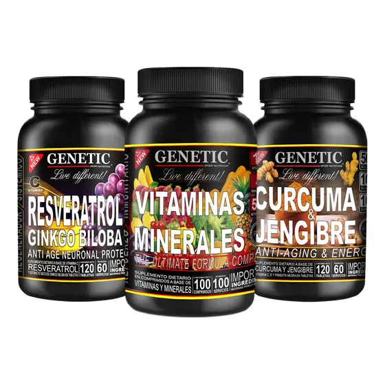 N°1 Vitaminas Minerales Resveratrol Cúrcuma Jengibre Genetic