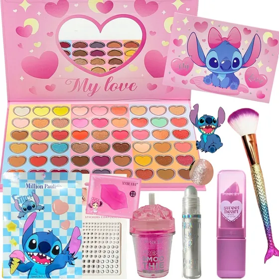 Set Maquillaje Para Nena Stich Hello Kitty Labubu Kuromi