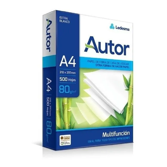 3 Resma Papel A4/80 Grs Autor Oficina