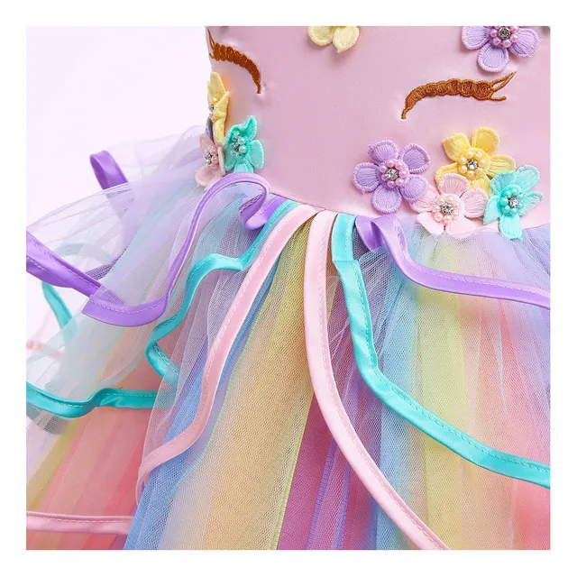 Vestido Unicornio Niña Bebe De Princesas Cumpleaños Disfraz2