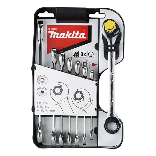 Juego de llaves de trinquete Makita B-65523 Speedy de 8 a 19 mm y 8 piezas