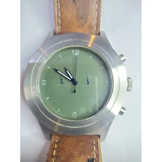 Parnis Mare Nostrum (panerai Homage) 52mm Inox Safira Crono Marrom-escuro Aço Inox Verde-musgo