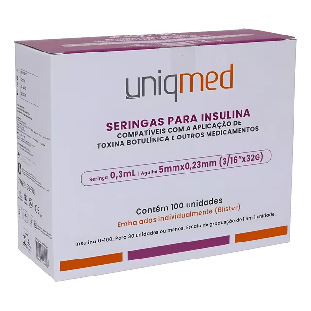 Seringa Para Toxina 0,3ml 5mm 32g (30ui) - 100 Unidades