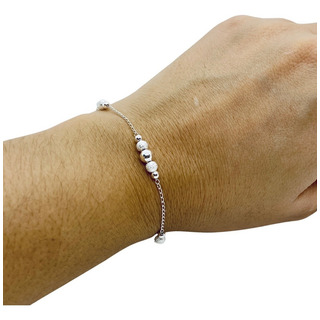 Pulsera De Bolas Lisas Y Arenadas Mod3 (deperlá Plata) Pulsera De Bolas Lisas Y Arenadas Mod3 (deperlá Plata)