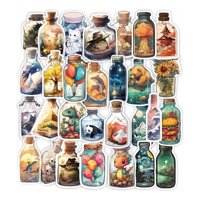 Stickers Botellas Pack Para Journaling Scrapbooking Calcos