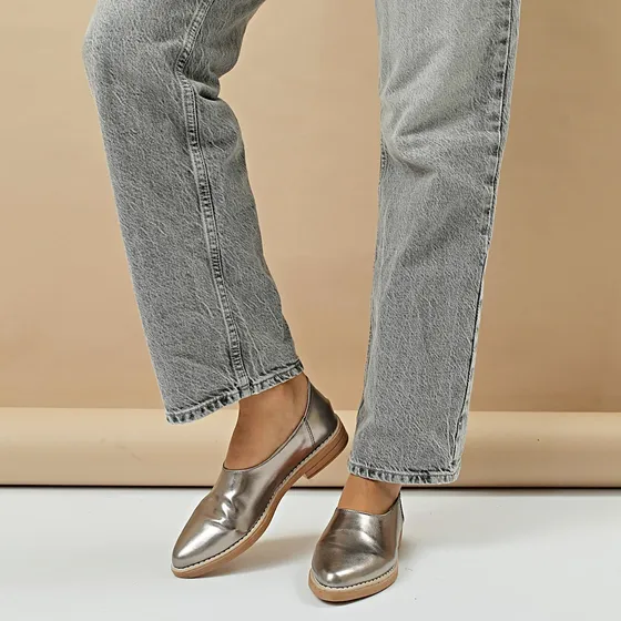 Mocasín Slipper Camerino Calzados Liso Metalizado Unisex