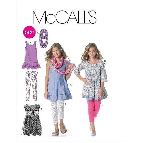 Mccall 's Patterns M6275 niña Niñas' Plus Vestido Bufanda