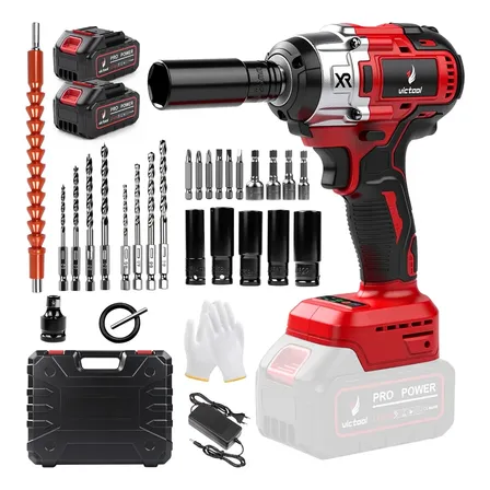 Furadeira Impacto Sem Fio 2 Baterias 2000mah Chave Completo Vermelho 127/220v 60hz