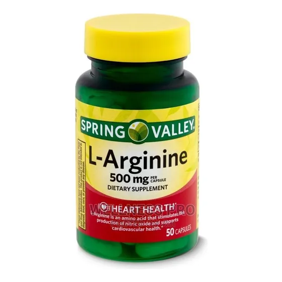 Suplemento L-arginina Spring Valley 500mg 50 Cápsulas