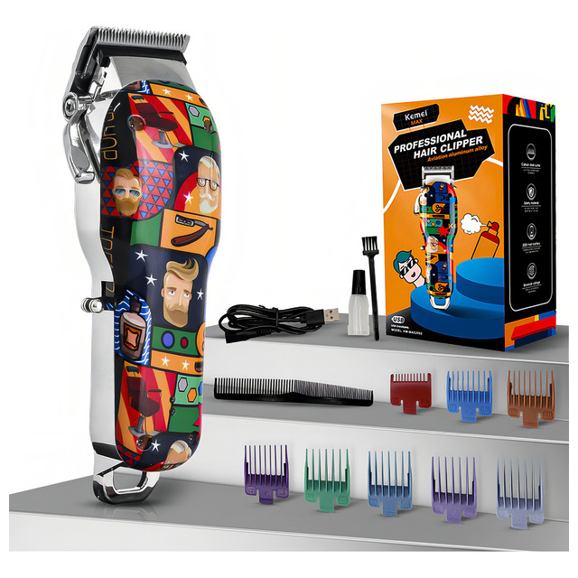 Maquina Cortar Cabelo Kemei Profissional Grafites Max-2092 Cor Estampada Maquina Cortar Cabelo Kemei Profissional Grafites Max-2092 Cor Estampada