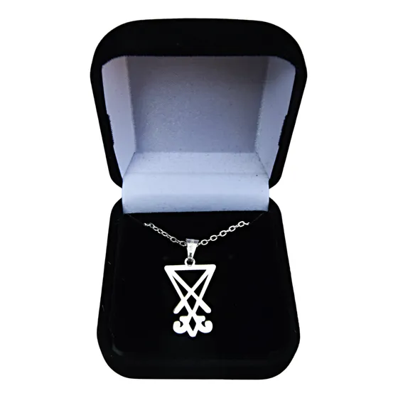 Collar Lucifer Sigil Plata 925 Con Estuche Místico Plateado