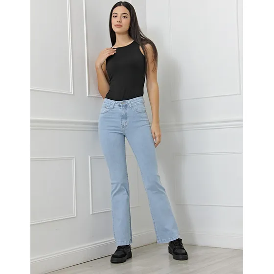 Jeans Oxford Mujer Striven Oregon Tiro Alto Elastizado