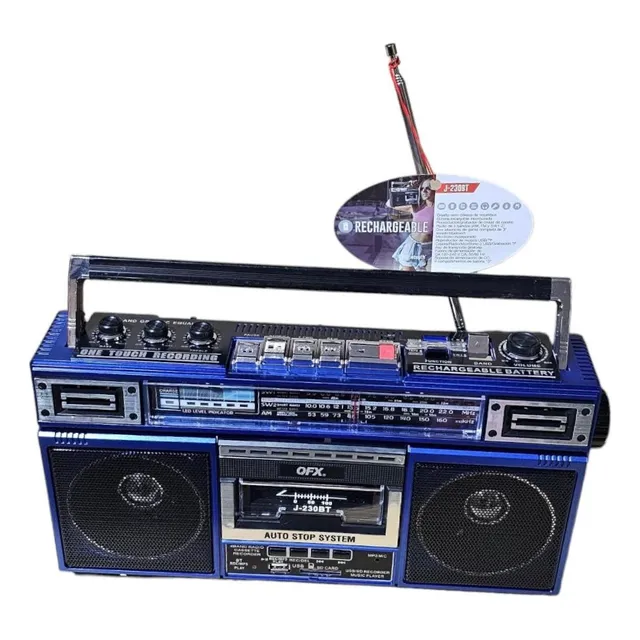 Grabadora Recargable Radio Am Fm Cassete Mp3 Usb Bt Qfx J230