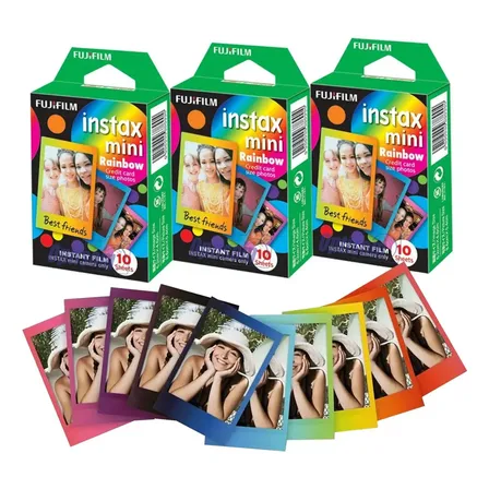 Pack 30 Filmes Instax Mini Rainbow Para Mini 11, Mini 9