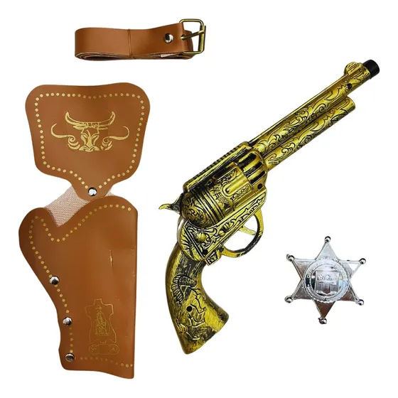Kit Faroeste Acessórios Xerife Cowboy Garrucha Coldre 4itens