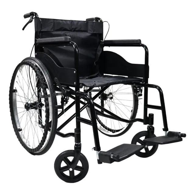 Silla De Ruedas Economica Plegable Color Negra QY24