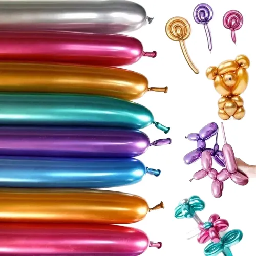 100 Globos Metalicos Salchicha Cromado Decoración Fiestas