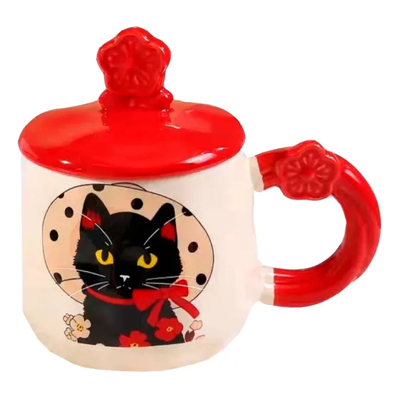 Taza De Ceramica Dibujo Gato Negro Infantil Niños Mt09356
