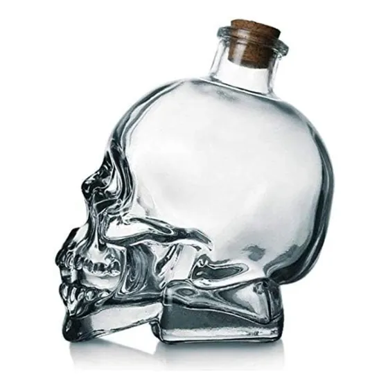 Botella Calavera Vidrio Licorera  Vodka 100ml  Pack 8 Unids