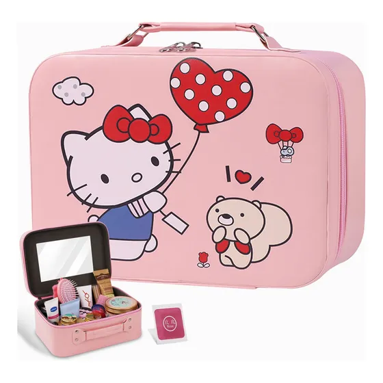 Neceser Cosmetiquera Para Mujer Hello Kitty Con Espejo Malet