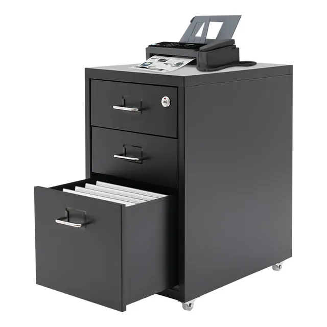 Archivero Móvil Metálico 3 Gavetas Con Llave Oficina Carta Color Negro