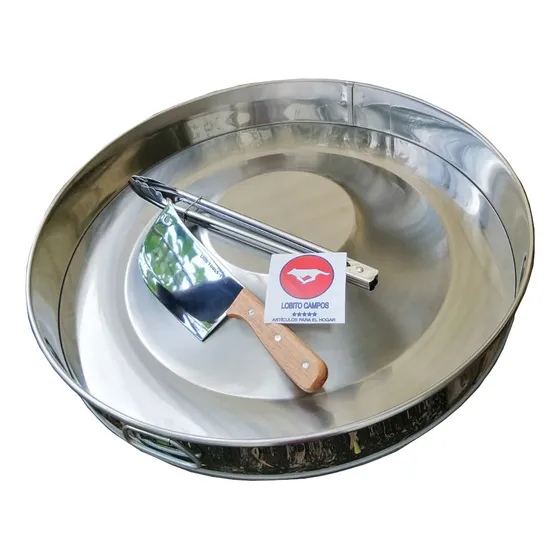 Comal Grande 60cm Para Tacos Con Tenaza Y Machete Inoxidable