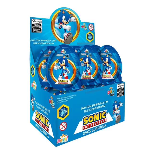 Ovo Surpresa Sonic Com Brinquedo E Chocolate  Caixa Com 12