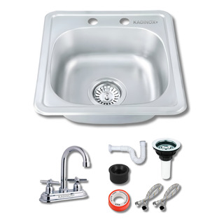 Tarja Fregadero De Acero Inoxidable Tipo Bar 38x38 Con Kit Tarja Fregadero De Acero Inoxidable Tipo Bar 38x38 Con Kit