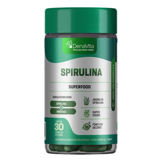 Spirulina Fonte De Vitamina B, Selênio, Ferro Denavita Sabor Sem Sabor