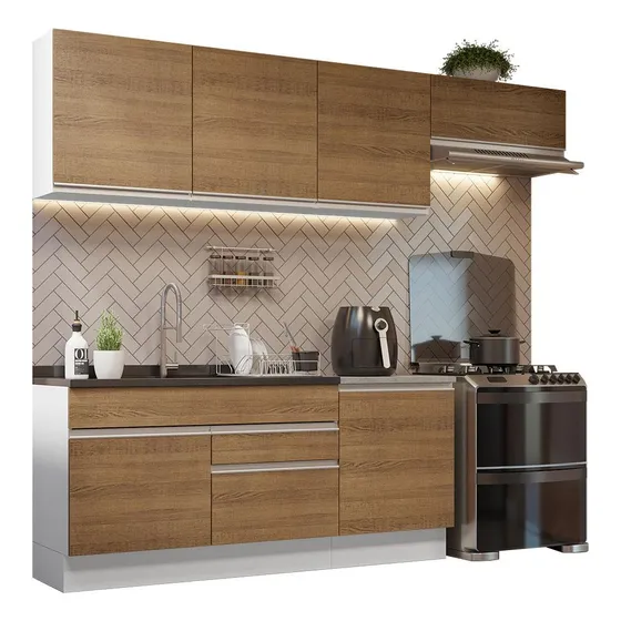 Cocina Integral Glamy 2.60 Metros 03 Blanco/Marrón