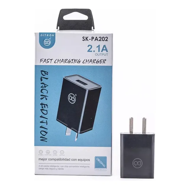 Cargador Ditron Carga Rapida 2.1a Celular 1 Entrada Usb