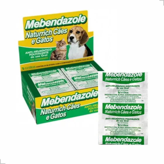Vermífugo Para Cães Filhotes Preço Mebendazole 01-40kg 6cp