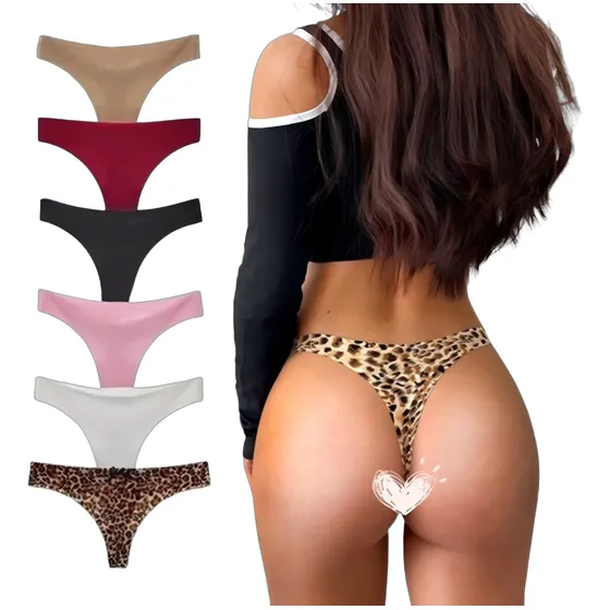 Pack De 6 Bragas Sexy Tanga Sin Costuras Para Mujer