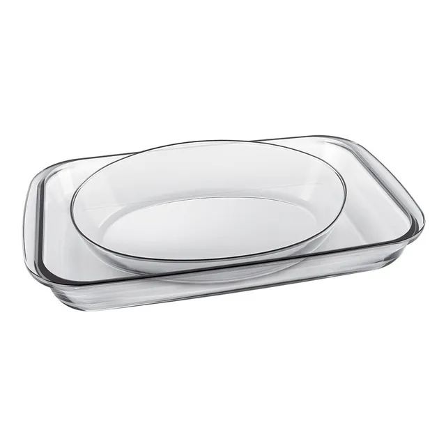 Set De Fuente / Asadera Para Horno Vidrio Refractario X 2 Pz