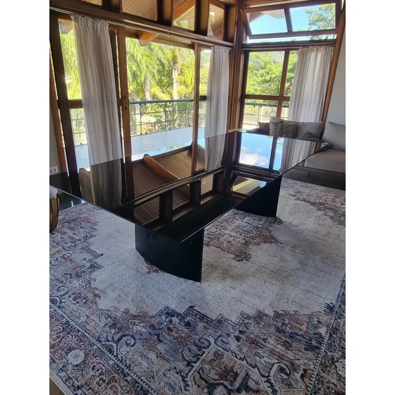 Mesa Jantar Moderna 270 X 150 Cm Madeira E Vidro