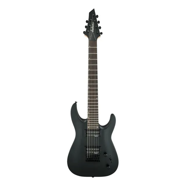 Guitarra eléctrica Jackson JS Series JS22-7 DKA HT dinky de álamo satin black satin con diapasón de amaranto