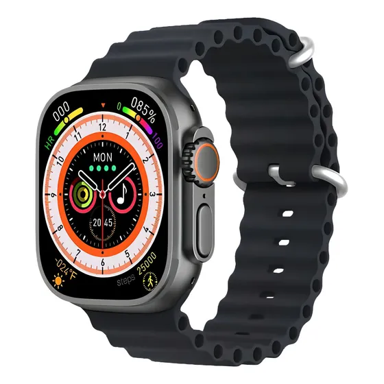 Relógio Smartwatch (ultra) 9 Caixa Branco Pulseira Preto Bisel Prateado Desenho da pulseira Sem desenho