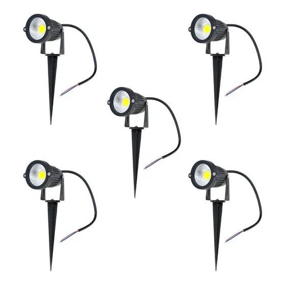 Pack 5 Foco Led Estaca Jardín 7w Frío O Cálido/ Hb Led Carcasa Negro