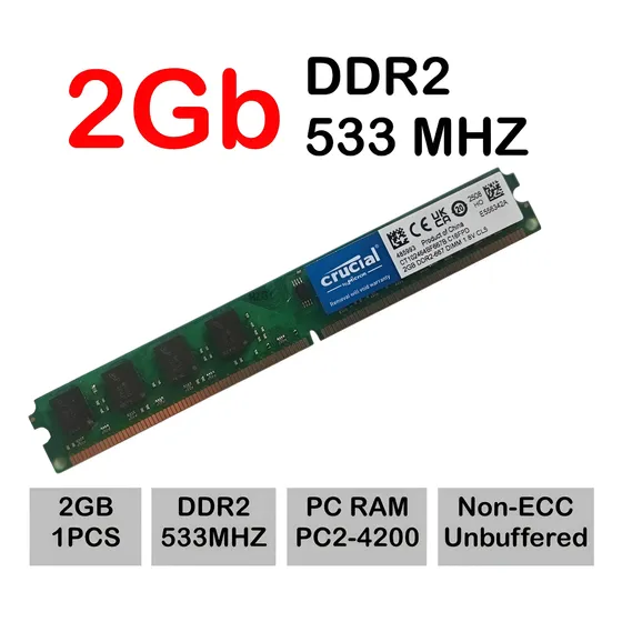 Memoria Ram Pc Desktop 2gb  Ddr2-533 Pc2-4200 533mhz 240 Pin