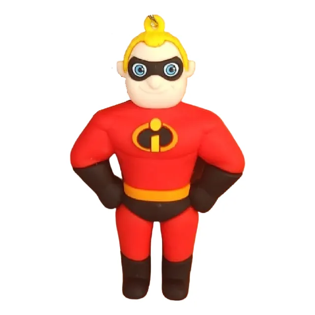 Llavero Goma 3d Pvc Goma + Correa Personaje Los Increibles