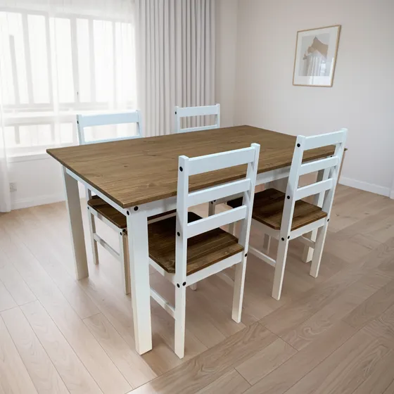 Mesa De Jantar Com 4 Cadeiras Madeira Maciça 140 X 80 Rustic