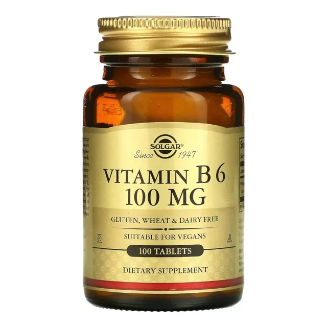 Solgar Vitamina B6 100mg 100 Tabletas Hecho En Usa Sabor Sin Sabor