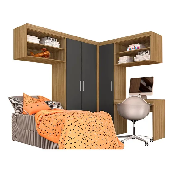 Guarda Roupa Modulado Com Escrivaninha Luzia Bor/gr - M.a